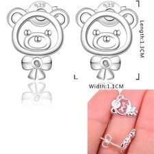 Designer Inspired 925 Sterling Silver Baby Bear Crystal Stud Post Earrings S881
