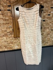 Adrianna Papell Occasions shimmering ivory tiered shutter pleat shift Dress Sz 8