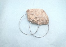 Mexico Textured 925 Sterling Silver Large Hoop Pierced Earrings Vintage