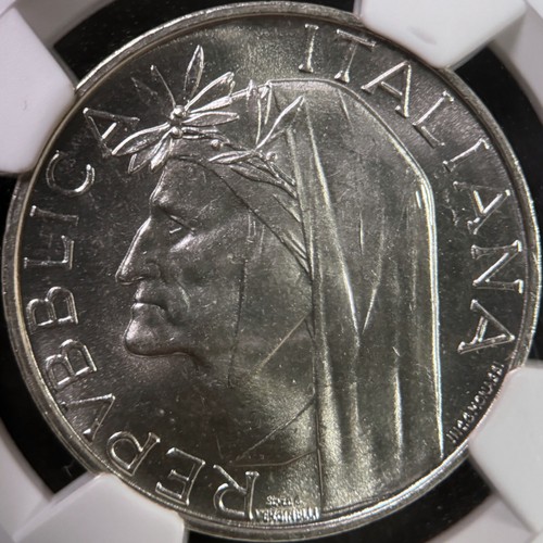 ITALY. 1965, 500 Lire, Silver - NGC MS66 - Dante Alighieri, Divine Comedy 39 - Picture 3 of 5