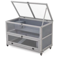 COZIWOW Wood Hamster Cage on Wheels Mobile Mice Habitat with Hideout Tunnels