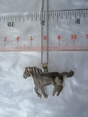 VTG NATIVE AMERICAN NAVAJO DON PLATERO STERLING SILVER HORSE PENDANT NECKLACE - Picture 12 of 13