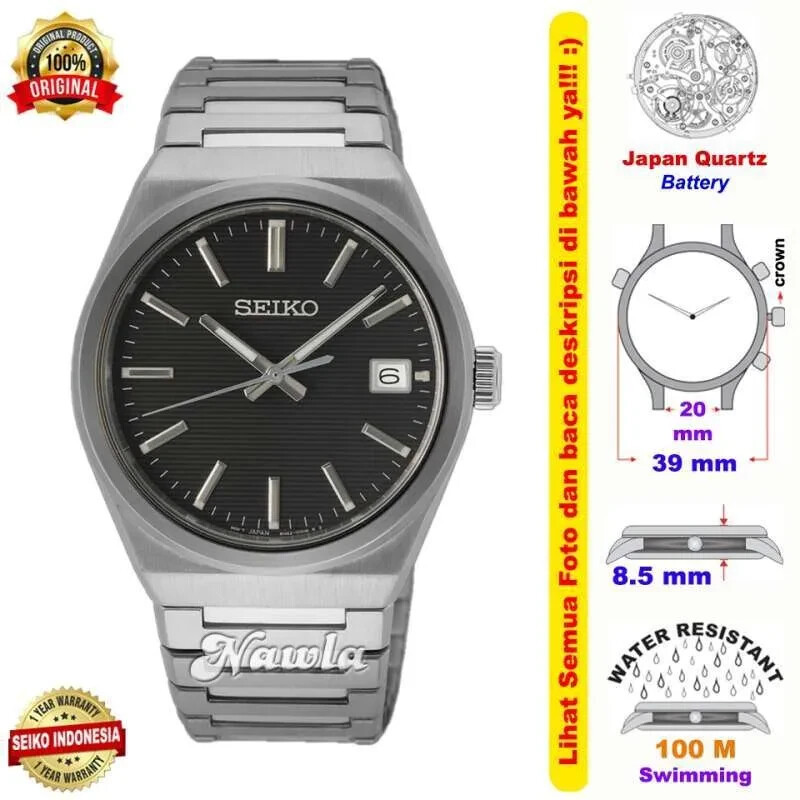 Brand New Seiko Quartz SUR557P1 Classic Sapphire Black Dial