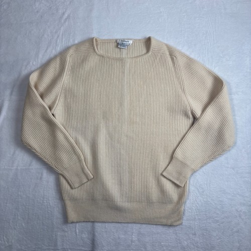 Robinsons Beige Ribbed Cashmere Long Sleeve Pullover Sweater Womens Medium