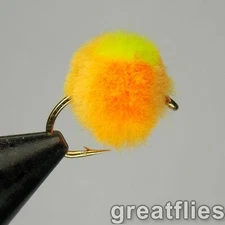 1 dozen (12) - Glo Bug - ORANGE/CHARTREUSE