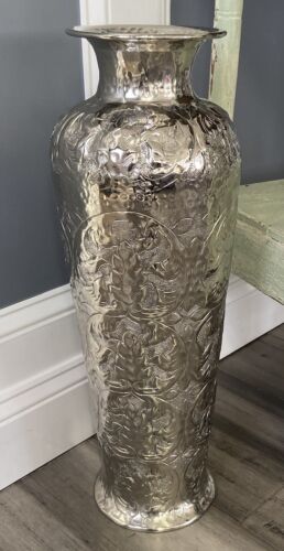 Modern Metal Silver Floor Vase - Picture 1 of 10