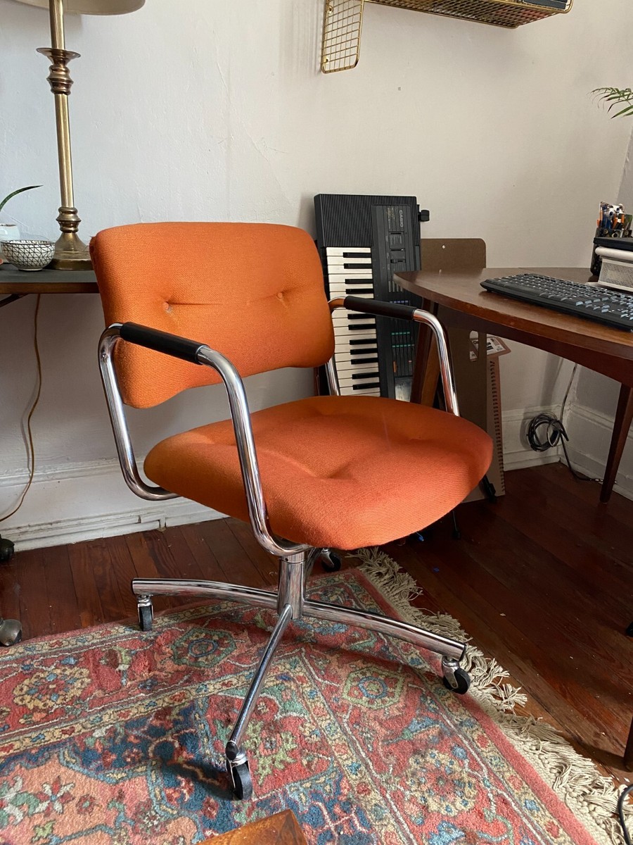 Steelcase Vintage 80s Orange Upholstered Desk Chair | eBay