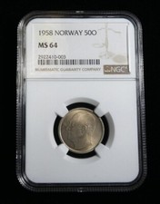 Norway 1958 50 ORE. NGC Certified MS 65. #5390