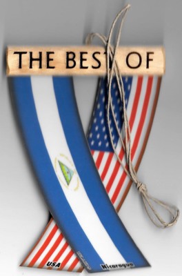 Rear view mirror car flags Nicaragua and USA unity flagz for inside the car
