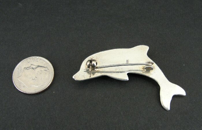 Pin Silver Dolphin Jumping dimensional Sterling S… - image 3