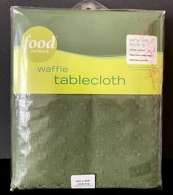 NIP Food Network Waffle Tablecloth 60''x 84'' Oblong Abocado Green 100% Cotton