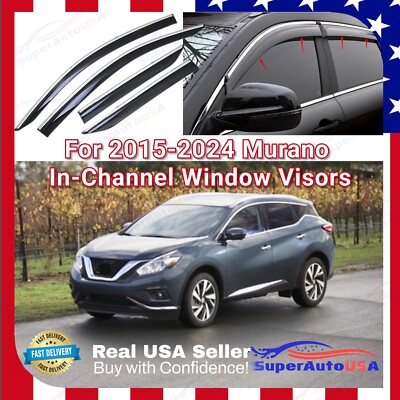 For Nissan Murano 2015-2024 Chrome Trim Window Visor Rain Sun Vent Guard Shade