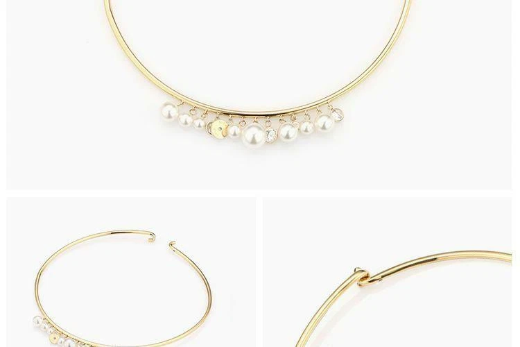 迈克高仕金色水晶和仿珍珠铰边项圈 MKJ6667710 145 美元 — 第 3/4 张图片