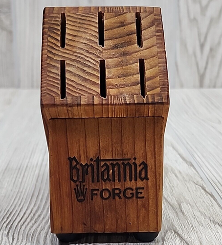Britannia Forge Knife Wooden Block 6 slots 5.5" T x 6" W - Picture 3 of 14