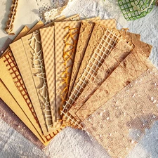 Handmade Scrapbook Paper, 16 Sheets Textured Paper Mesh Fabric Mix Special Junk