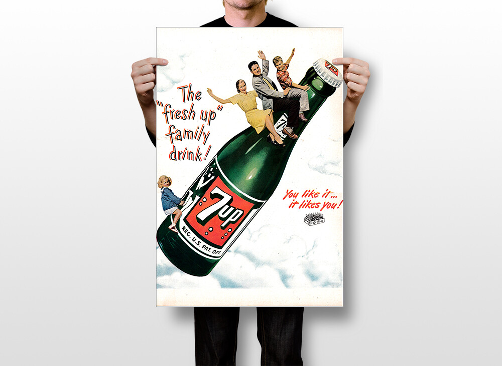 7up ポスター 7 Up Soda Advertising Family Original vintage Wall Art Home