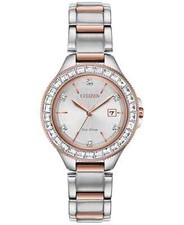 Citizen Eco-Drive Silhouette crystal steel ladies watch FE1234-50L RUNNING NEW