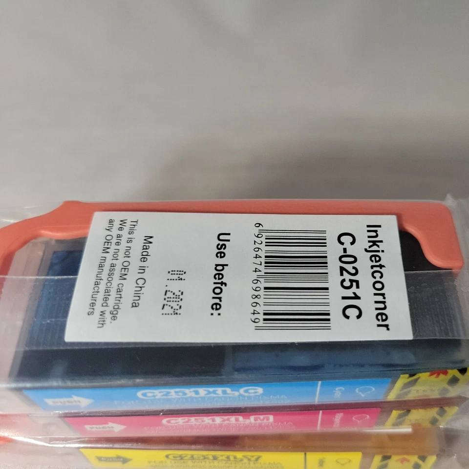 Inkjetcorner C-0251C C-0251M C-0251YLot of 3 Ink Cartridges Sealed Expired 1/21 - Image 3 of 4