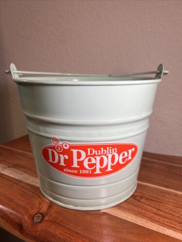 Dr. Pepper Dublin Texas Bucket Light Green & Red, 8.25" X 7” Drink Advertising