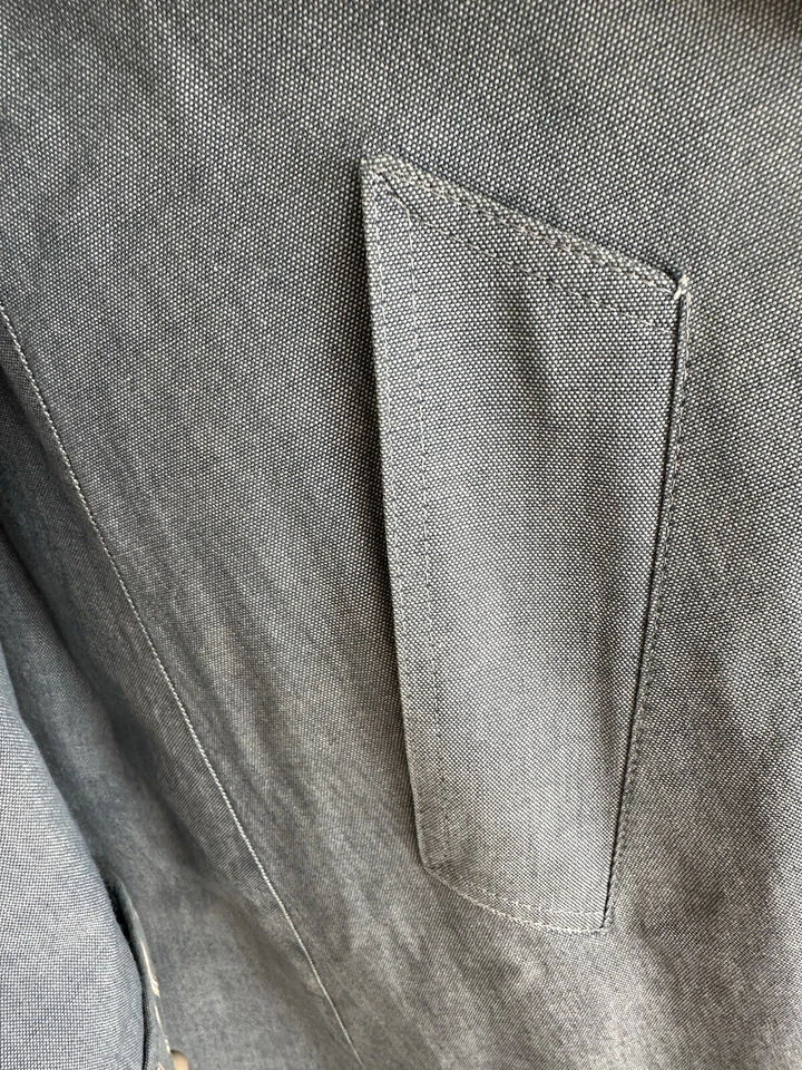 Plumero gabardina JG Hook talla M/L hecho en EE. UU. azul forrado con cinturón de colección para mujer Foto 3 de 4