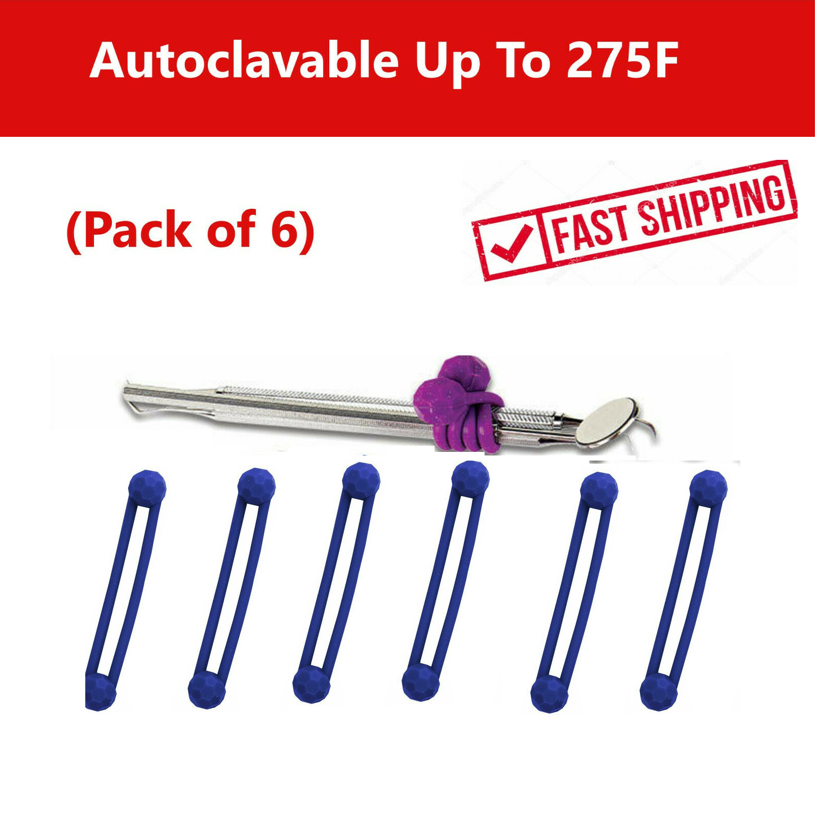 ProTies Dental Instrument Silicone Ties Autoclavable Up To 275F, Blue