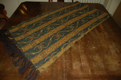 RoccoBarocco, women's scarf, green and ochre, ''Cashmire treatment'' 180cm*48cm used