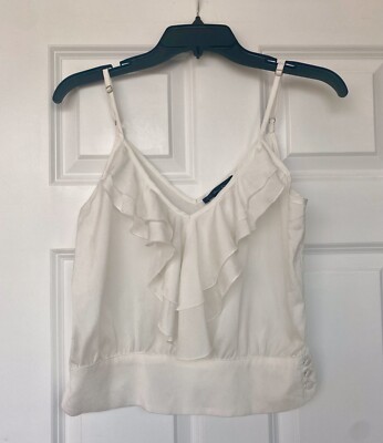 Caribbean Queen White Ruffled Tank Top Sz Medium