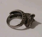 Vintage Size 6 Sterling Silver Marcasite (2  Stones Missing ) Jaguar Ring NS 925