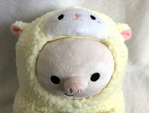 Gurumin Anime Plush Pig in Sheep Hoodie Holding Flower Japanese Claw Prize 12 in - Picture 2 of 10