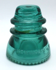 VTG Hemingray Glass Insulator Teal/Green/Blue "MADE IN USA" 3.75x4"