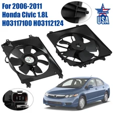OEM Radiator Condenser Cooling Fan Assembly Fits 2006-2011 Honda Civic 1.8L 12V