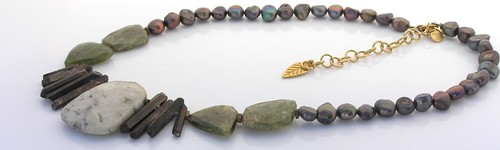 Signed David Aubrey Natural Stone Necklace Adjustable