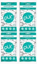 PUR Xylitol Chewing Gum WINTERGREEN (55 Pieces, 4 Pack) Sugarless Vegan