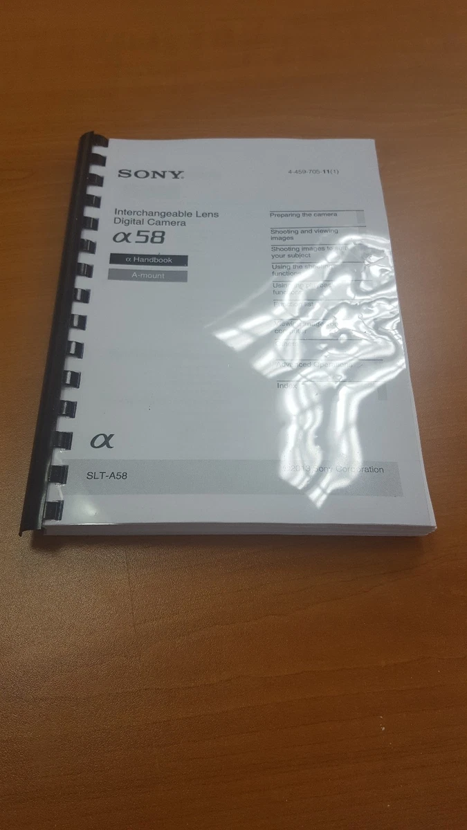 SONY SLT A58 CAMERA FULLY PRINTED INSTRUCTION MANUAL USER GUIDE.