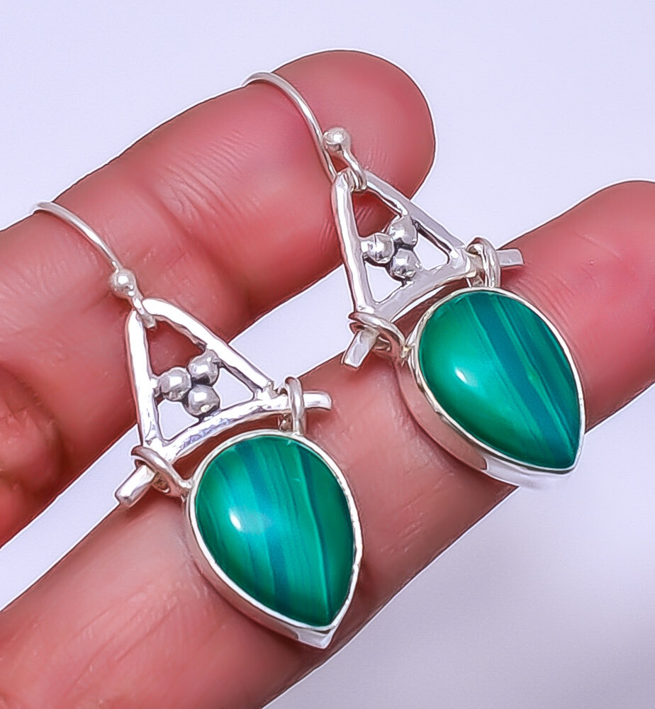 Malachite Designer 925 Sterling Silver Earringe 1.64