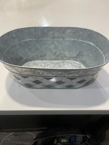 Decorative Metal and Plaid Bucket Bin Container