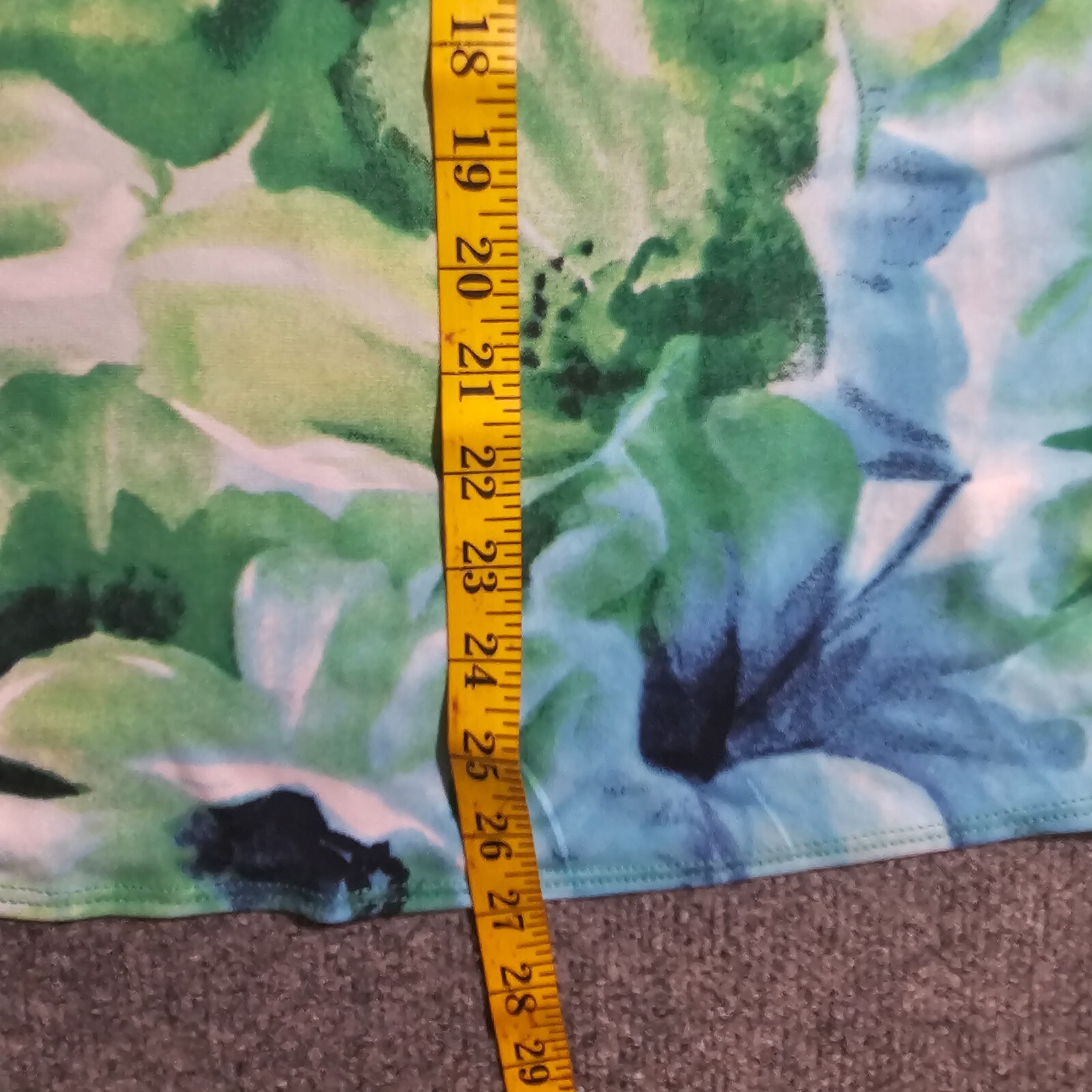 Susan Graver Top Women Large Blue Green Floral Stretch Gemstones Casual Career