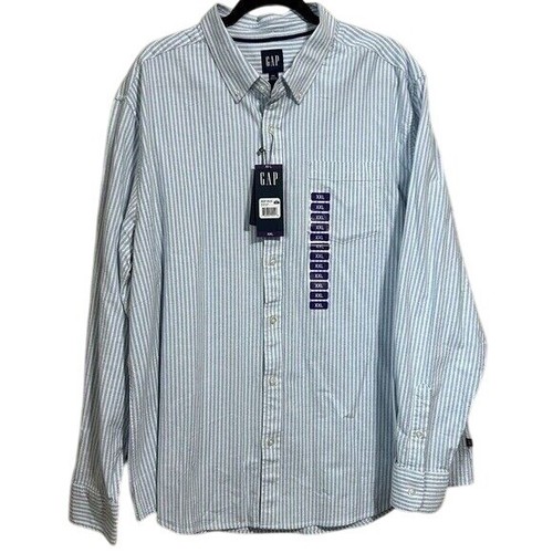 Camicia Oxford Gap bottoni righe blu uomo XXL nuova con etichette - Foto 2 di 11