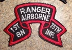 US ARMY PATCH,ORIGINAL 1975 TO 1986, 1ST RANGER BATTALION, SCROLL