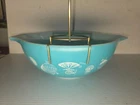 Vintage Pyrex Turquoise HOT AIR BALLOON Chip Bowl 444 dip holder Cinderella Bowl