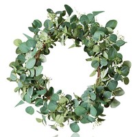 Eukalyptus TüRkranz Kunstpflanze 50Cm Dekoration FüR HaustüR Fenster Wand Sommer