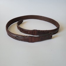 Vintage Reward Leather Buckleless Belt Chocolate Brown Casual Rockabilly Western