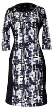 3/4 Sleeves Chic Printed Work Business Party Sheath Slimming Dress Abstract S