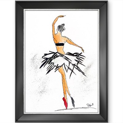 Ballet  Watercolor Art Painting Art 15X11 Gallery Paper Signed Black White