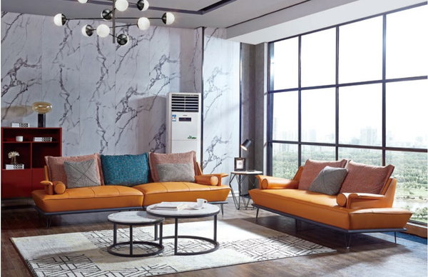 Sofa 4 Sitzer Big Xxl Couch Sofas Couchen Wohnzimmer Design Viersitzer Orange-image