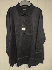 Divots Polo Shirt Golf Long Sleeve Black Mercerized Cotton Size XL 7300L NWT
