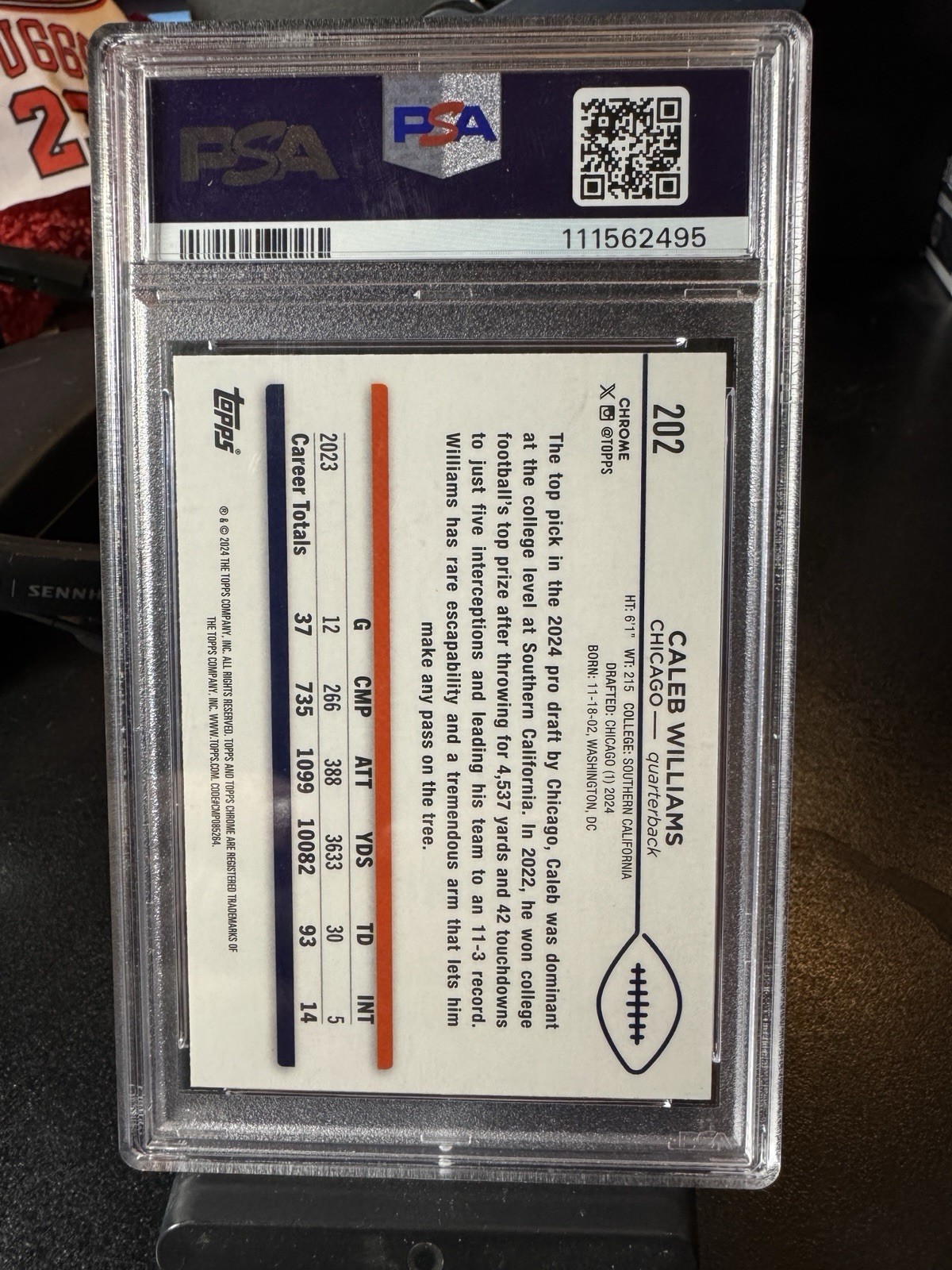 2024 Topps Chrome - Rookies Caleb Williams #202 (RC) PSA 10 view 2