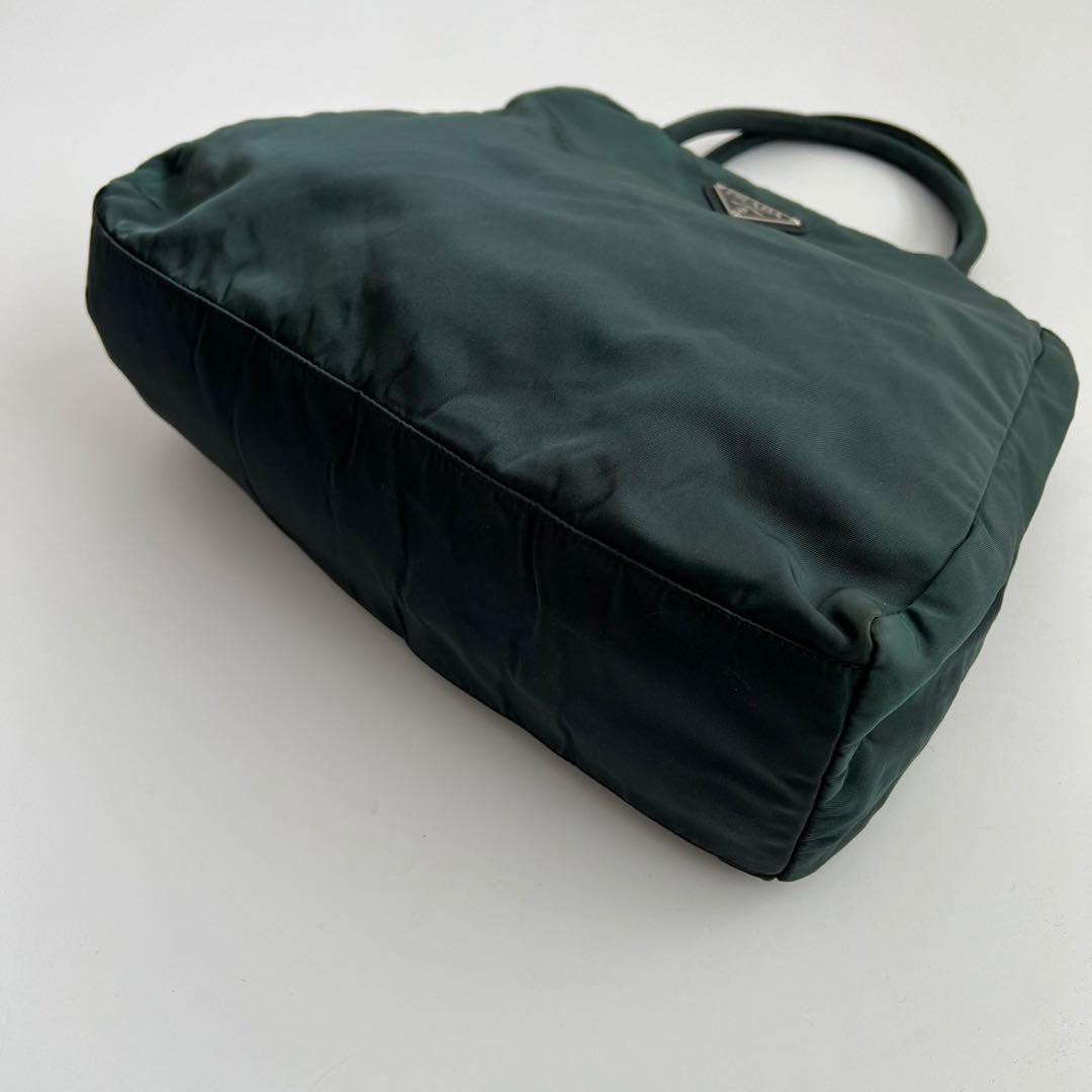 PRADA Tessuto Nylon Tote Bag Green Triangle Logo Vintage Used Japan thumbnail 16