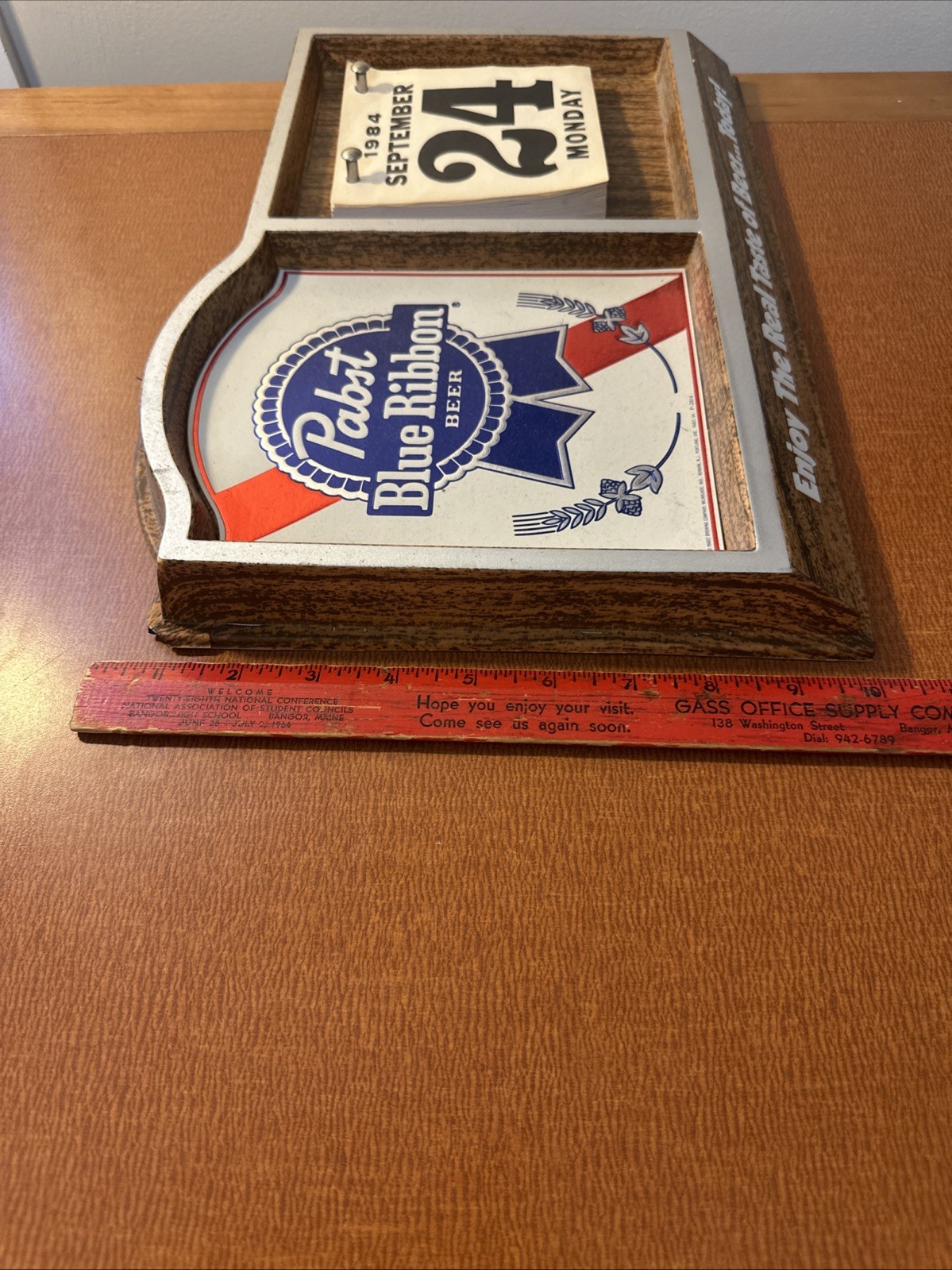 VINTAGE PABST BLUE RIBBON BEER CALENDAR SIGN 1984 Calendar Pages
