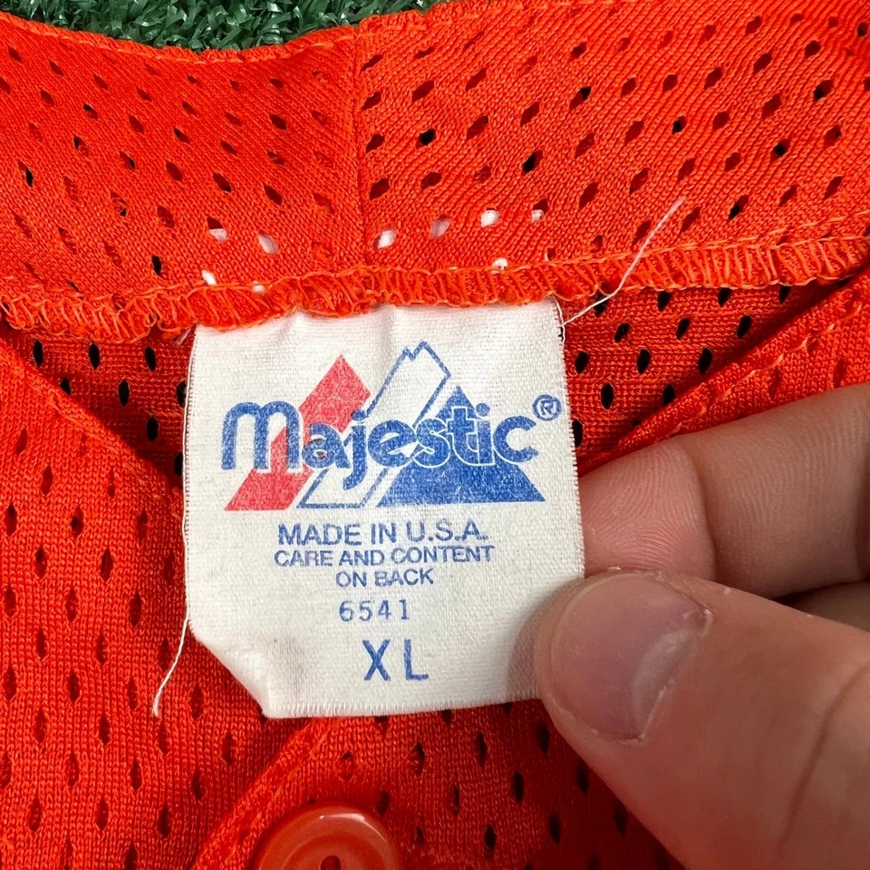 Винтажная мужская бейсбольная футболка Majestic Auburn Tigers University средний размер оранжевая сделано в США 90-е - Изображение 4 из 4